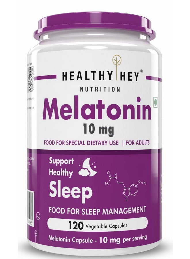 HealthyHey Nutrition Melatonin 10mg, Pack of 120 vegetable capsules - Promotes Sleep and Relaxation (10mg) - Image 1