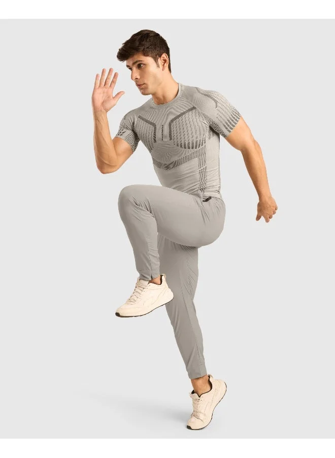 Musclemind Seamless Compression Half Sleeve T-Shirt with Ribbed Panels for Posture Assistance, Breathable Mesh, Quick Drying, Anti-Static, Anti-Odour, Anti-Microbial And 4-Way Stretchable