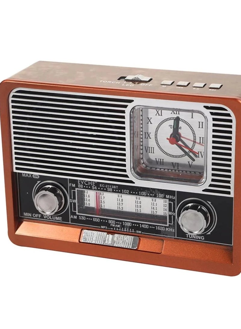 EC-2113BT Rechargeable Bluetooth Radio, supports 8 bands (1-6) and has multiple functions including USB, TF card, Bluetooth, and flashlight.  - Image 5