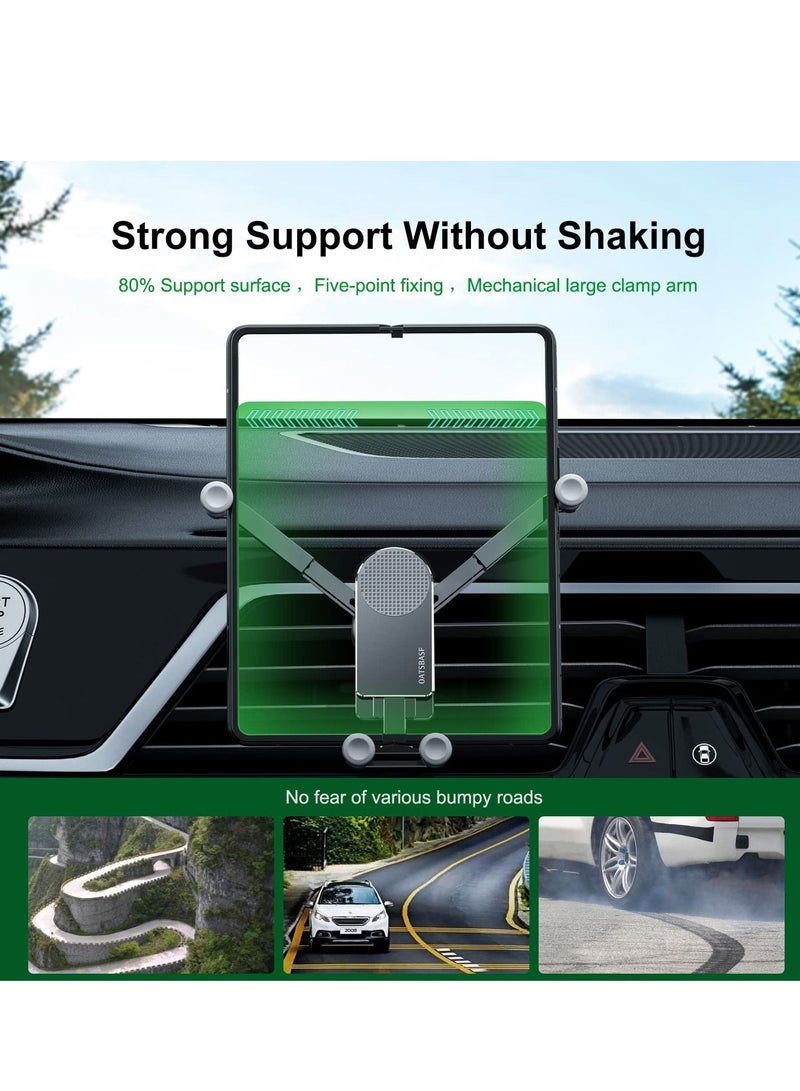 Car Phone Holder, Aluminum Z Fold 3 Car Mount Vent Holder, Universal Gravity Cell Phone Holder for Samsung Galaxy Z Fold 3 / Z Fold 2 / S21 / S20 Mobile Devices Under 8 inch - Image 2