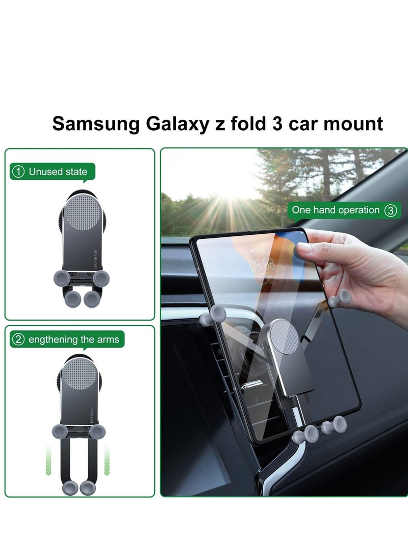 Car Phone Holder, Aluminum Z Fold 3 Car Mount Vent Holder, Universal Gravity Cell Phone Holder for Samsung Galaxy Z Fold 3 / Z Fold 2 / S21 / S20 Mobile Devices Under 8 inch - Image 3
