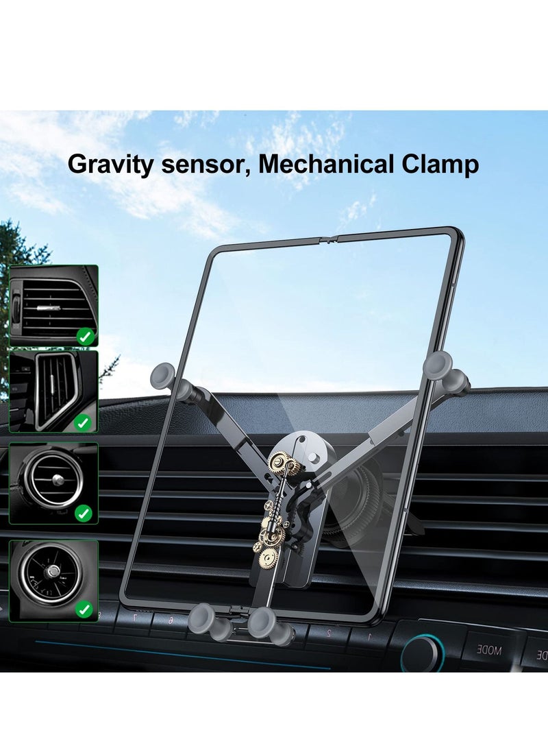 Car Phone Holder, Aluminum Z Fold 3 Car Mount Vent Holder, Universal Gravity Cell Phone Holder for Samsung Galaxy Z Fold 3 / Z Fold 2 / S21 / S20 Mobile Devices Under 8 inch - Image 5