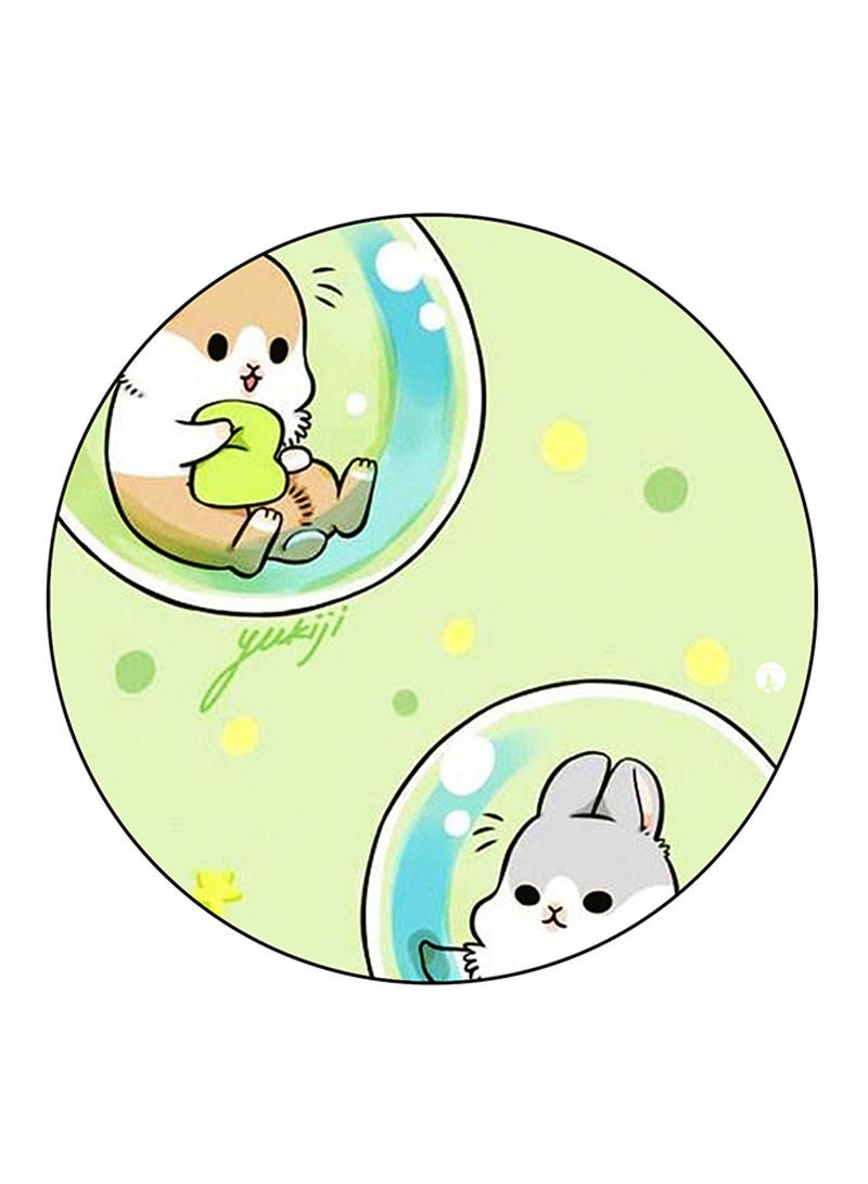 Rabbits Printed Mouse Pad  Round  Multicolour