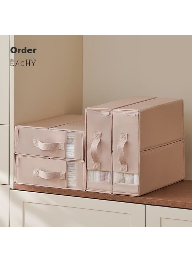 Eachy Bedding Set Storage Box, Foldable Storage Container For Bedsheets And Duvet Covers, Suitable For Home Wardrobes, Fabric, Wooden Peach Color - Image 1