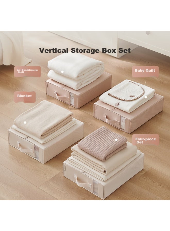 Eachy Bedding Set Storage Box, Foldable Storage Container For Bedsheets And Duvet Covers, Suitable For Home Wardrobes, Fabric, Wooden Peach Color - Image 3