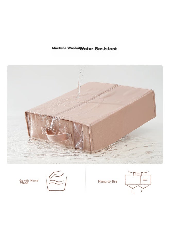 Eachy Bedding Set Storage Box, Foldable Storage Container For Bedsheets And Duvet Covers, Suitable For Home Wardrobes, Fabric, Wooden Peach Color - Image 4