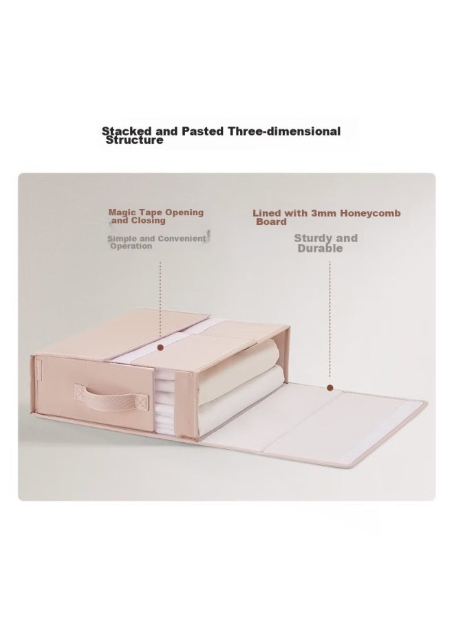 Eachy Bedding Set Storage Box, Foldable Storage Container For Bedsheets And Duvet Covers, Suitable For Home Wardrobes, Fabric, Wooden Peach Color - Image 2