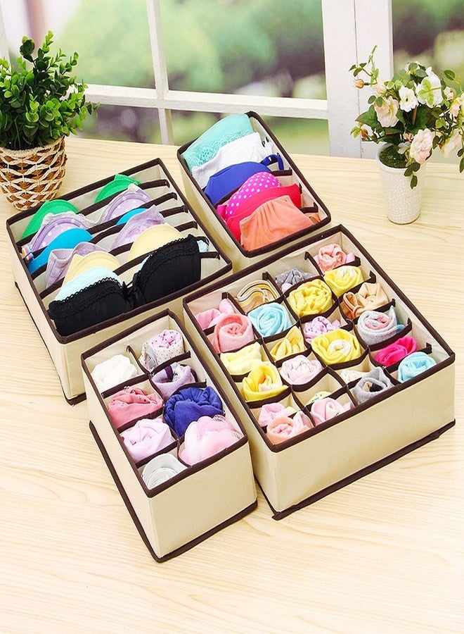 ARANKA 4 PCS Foldable Drawer Organizer, Cabinet Underwear Storage Box, Closet Dresser Divider Basket Bins for Lingerie, Bra, Socks, Clothes, Ties, Belt (4 Set) - Image 3