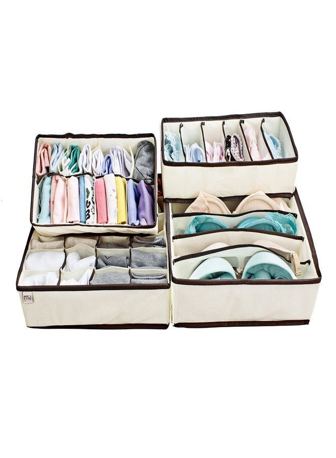 ARANKA 4 PCS Foldable Drawer Organizer, Cabinet Underwear Storage Box, Closet Dresser Divider Basket Bins for Lingerie, Bra, Socks, Clothes, Ties, Belt (4 Set) - Image 2