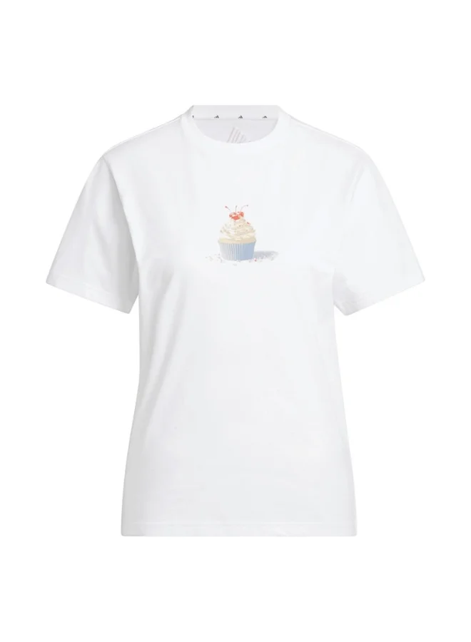 Adidas Adidas W Co Cupck T White Graphic Tee (Short Sleeve) T-Shirts For Women