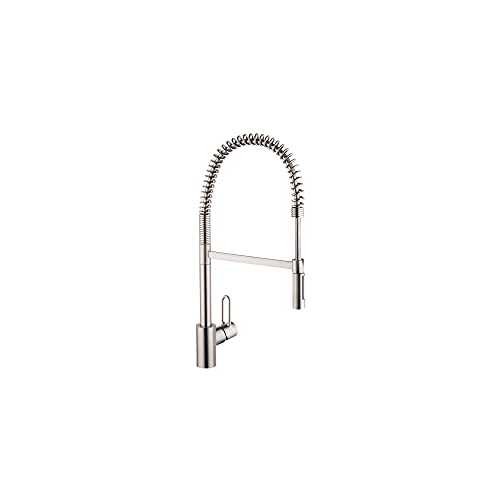 hansgrohe Talis Loop Stainless Steel Commercial Kitchen Faucet, Kitchen Faucets with Pull Down Sprayer, Faucet for Kitchen Sink, Stainless Steel Optic 04700805 - Image 1