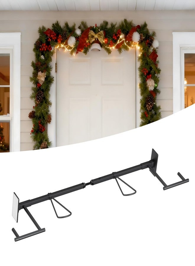 ELYKEN Garland Hanger for Front Door Frame, Adjustable Fits 31.5"- 43.3" Doors, Heavy-Duty Christmas Decoration Garland Holder for Wreaths, No Nails or Screws, No Door Damage, Black - Image 1