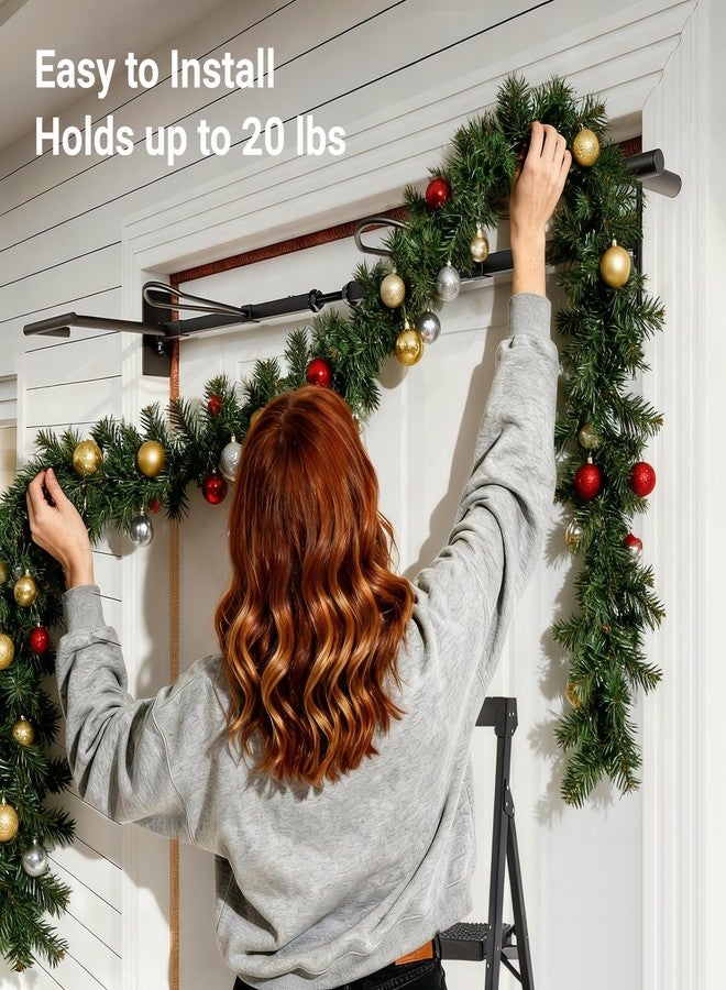 ELYKEN Garland Hanger for Front Door Frame, Adjustable Fits 31.5"- 43.3" Doors, Heavy-Duty Christmas Decoration Garland Holder for Wreaths, No Nails or Screws, No Door Damage, Black - Image 4