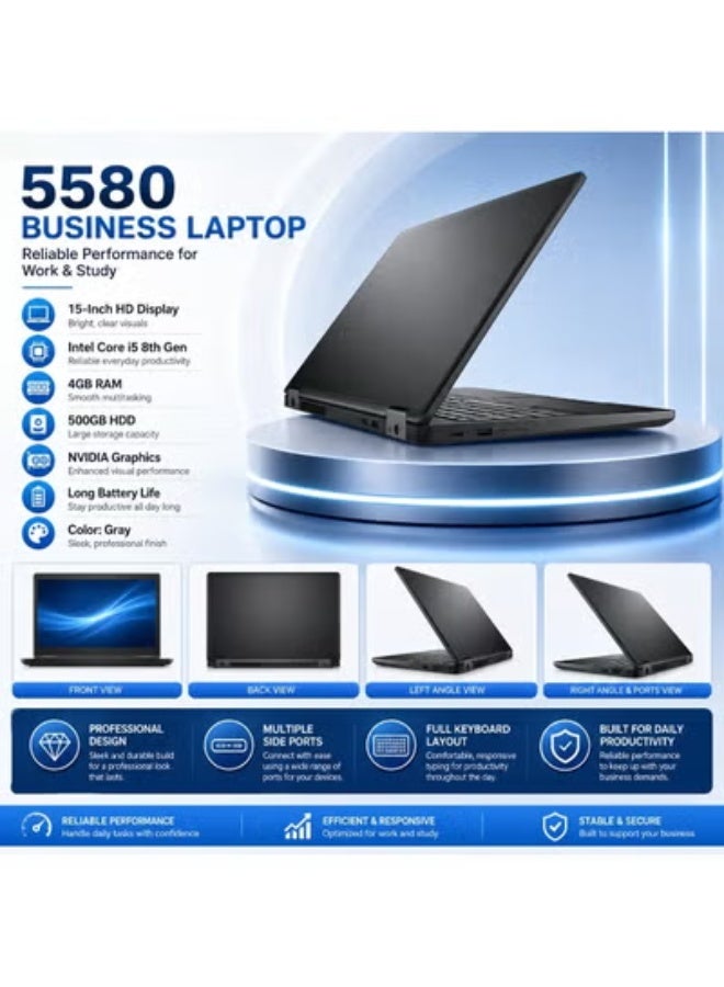 لابتوب أعمال 15 بوصة معالج Core i5 ورام 4 جيجا مع هارد 500GB وكارت شاشة منفصل – يتضمن باقة هدايا فاخرة (شنطة لابتوب، حامل مريح، وماوس بدقة عالية) - Image 1