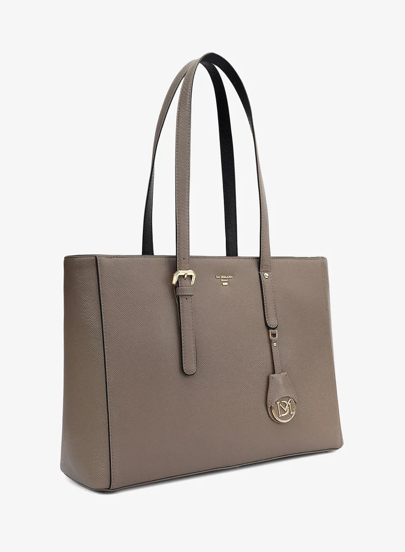 Da Milano  Large Franzy Leather Tote - Smoke Grey for Women | Best Price UAE