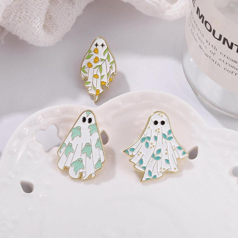 woobles Cute Ghost Enamel Brooch Pin,Gothic Badges Halloween Pins for Women/Men, Cartoon Boo Ghost Enamel Pins for Jackets Backpacks, Pink - Image 4