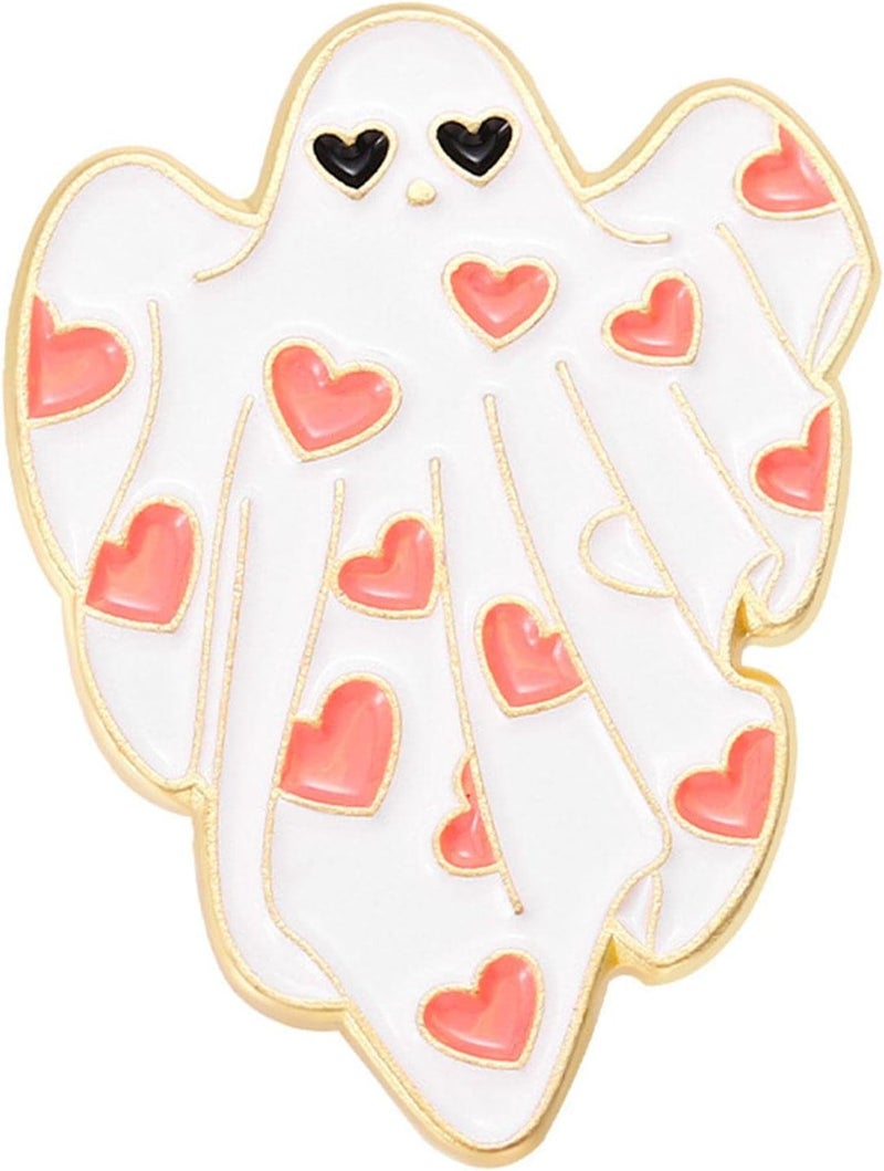 woobles Cute Ghost Enamel Brooch Pin,Gothic Badges Halloween Pins for Women/Men, Cartoon Boo Ghost Enamel Pins for Jackets Backpacks, Pink - Image 1