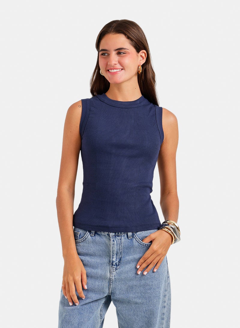 Carina Ribbed Crew Neck Top - Image 1