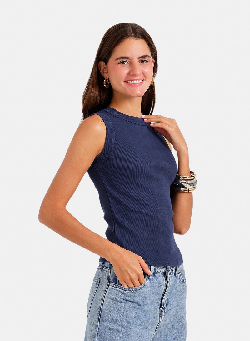 Carina Ribbed Crew Neck Top - Image 2