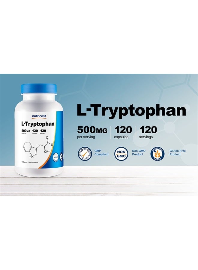Nutricost L-Tryptophan 500mg, 120 Capsules - with BioPerine, Gluten Free, Non-GMO - Image 4