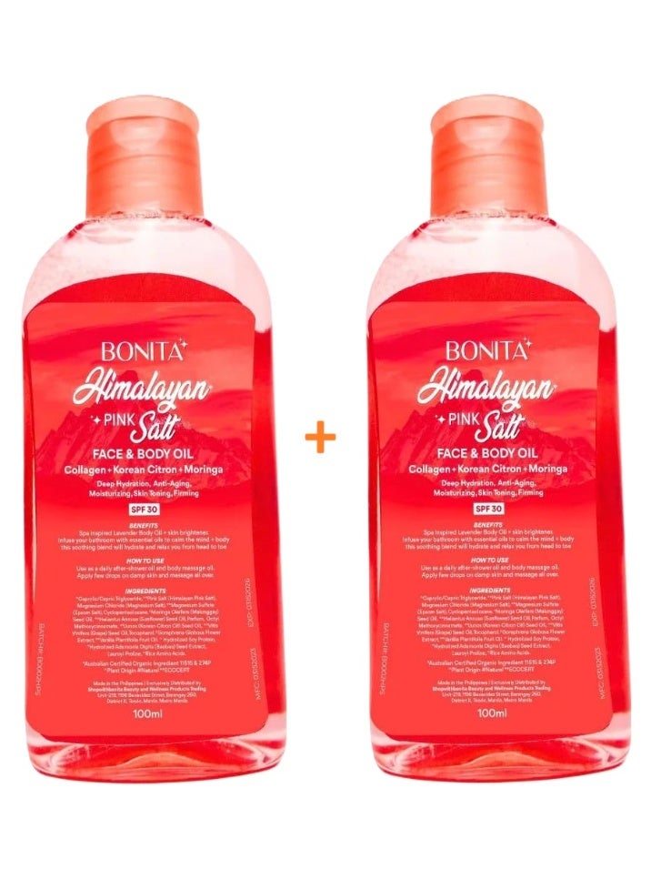 زيت الوجه والجسم بمزيج ملح الهيمالايا الوردية بونيطا 100 مل عبوة من 2