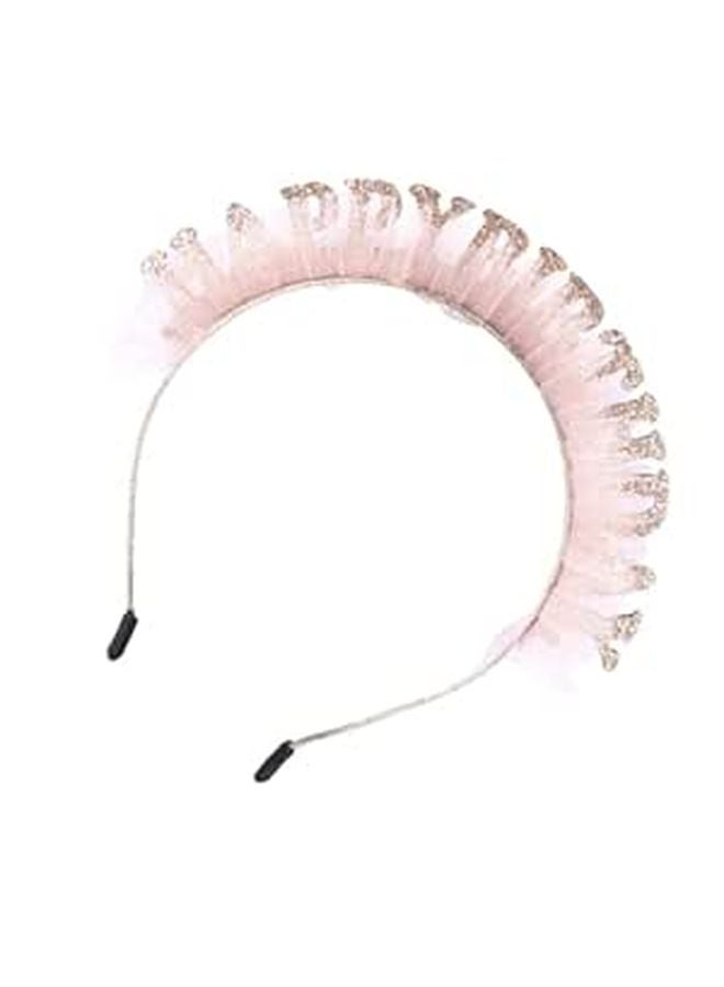 White Lace Hairband With Happy Birthday Letters For Girls Boys Party Accessory - Image 1
