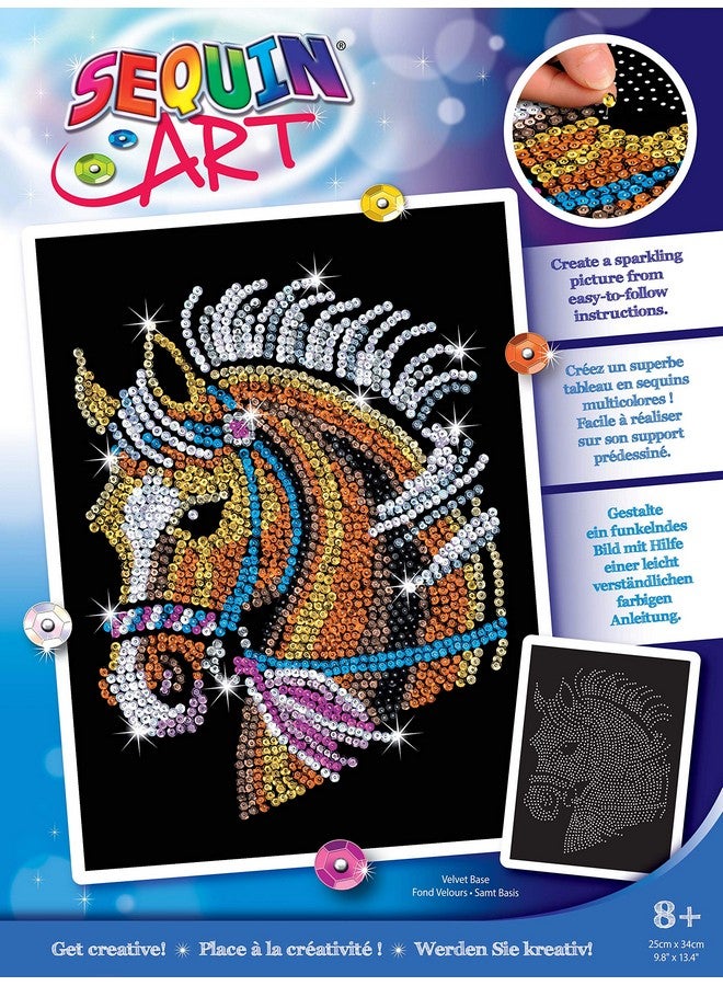 Sequin Art Blue Horse, Sparkling Arts and Crafts Kit; Creative Crafts for Adults and Kids - Image 1