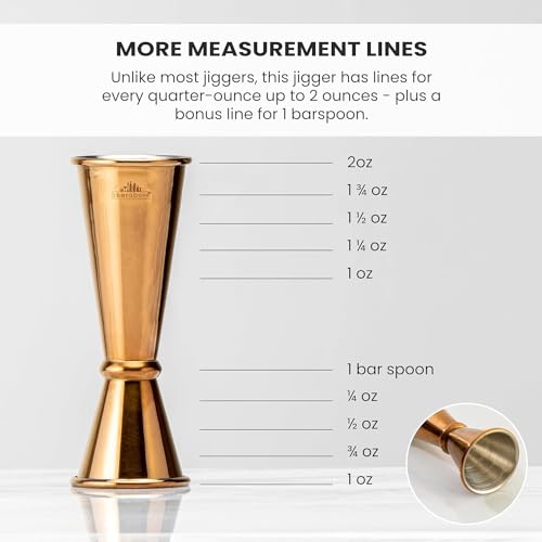 A Bar Above Premium Japanese Jigger 8 Precise Measurement Markings, Heavy Duty 304 Stainless Steel Double Cocktail Jigger for Professional Bartenders & Home Use, Durable Bar Tool for Accurate Pouring - Image 4