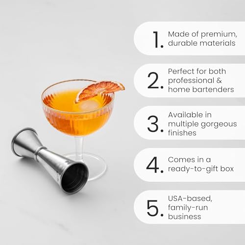 A Bar Above Premium Japanese Jigger 8 Precise Measurement Markings, Heavy Duty 304 Stainless Steel Double Cocktail Jigger for Professional Bartenders & Home Use, Durable Bar Tool for Accurate Pouring - Image 2