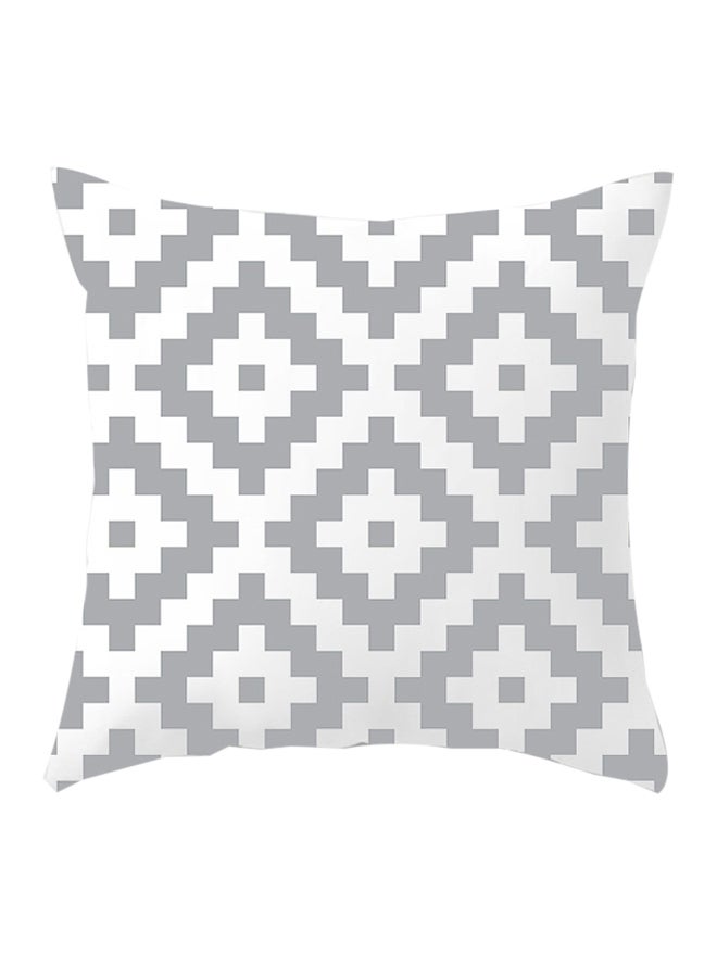 وسادة ديكور بطبعة أشكالٍ هندسية أبيض/رمادي 45x45سم