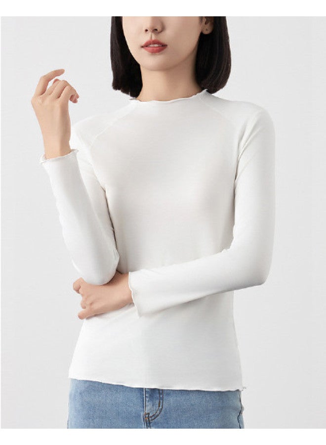 MEIBIAO Women'S Base Layer Shirt, High-End Style Can Be Worn Out, Spring/Autumn Fashion Chic Top, Knitted Modal Long Sleeve, Semi-High Neck - Image 1