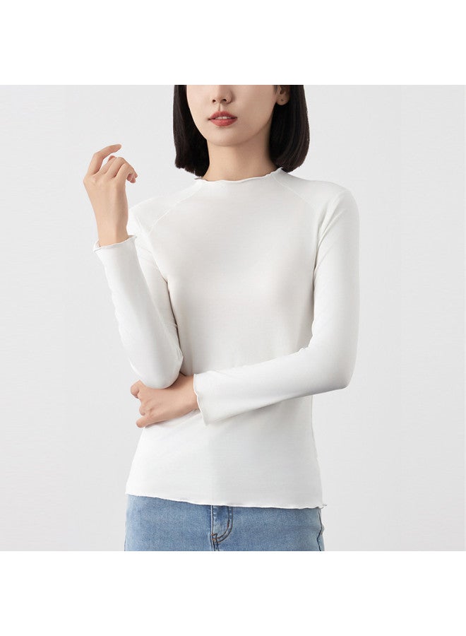 MEIBIAO Women'S Base Layer Shirt, High-End Style Can Be Worn Out, Spring/Autumn Fashion Chic Top, Knitted Modal Long Sleeve, Semi-High Neck - Image 2