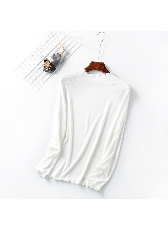 MEIBIAO Women'S Base Layer Shirt, High-End Style Can Be Worn Out, Spring/Autumn Fashion Chic Top, Knitted Modal Long Sleeve, Semi-High Neck - Image 5