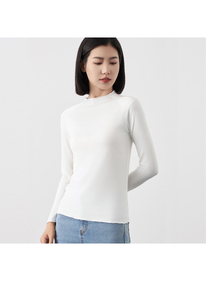 MEIBIAO Women'S Base Layer Shirt, High-End Style Can Be Worn Out, Spring/Autumn Fashion Chic Top, Knitted Modal Long Sleeve, Semi-High Neck - Image 4