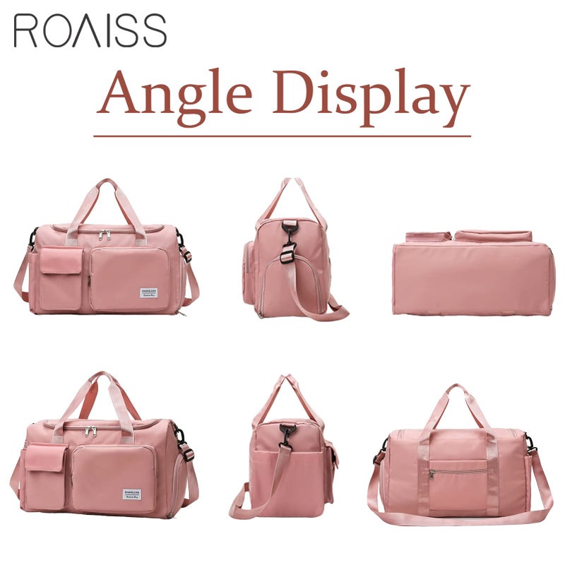 ROAISS Large Capacity Gym Sacks Waterproof Duffel Bag for Women Men Travel Sports Yoga, Pink - Image 5