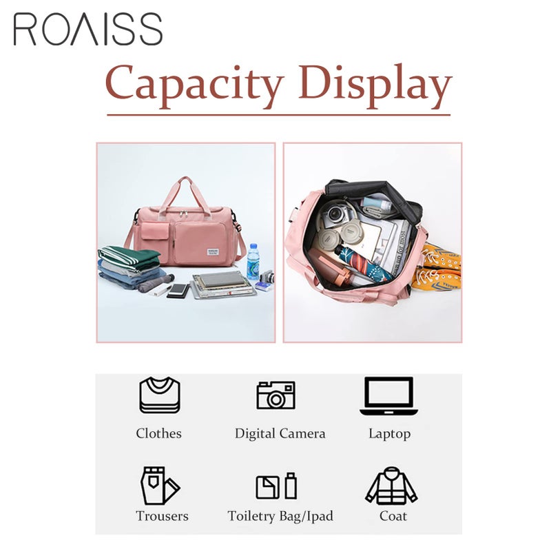ROAISS Large Capacity Gym Sacks Waterproof Duffel Bag for Women Men Travel Sports Yoga, Pink - Image 3