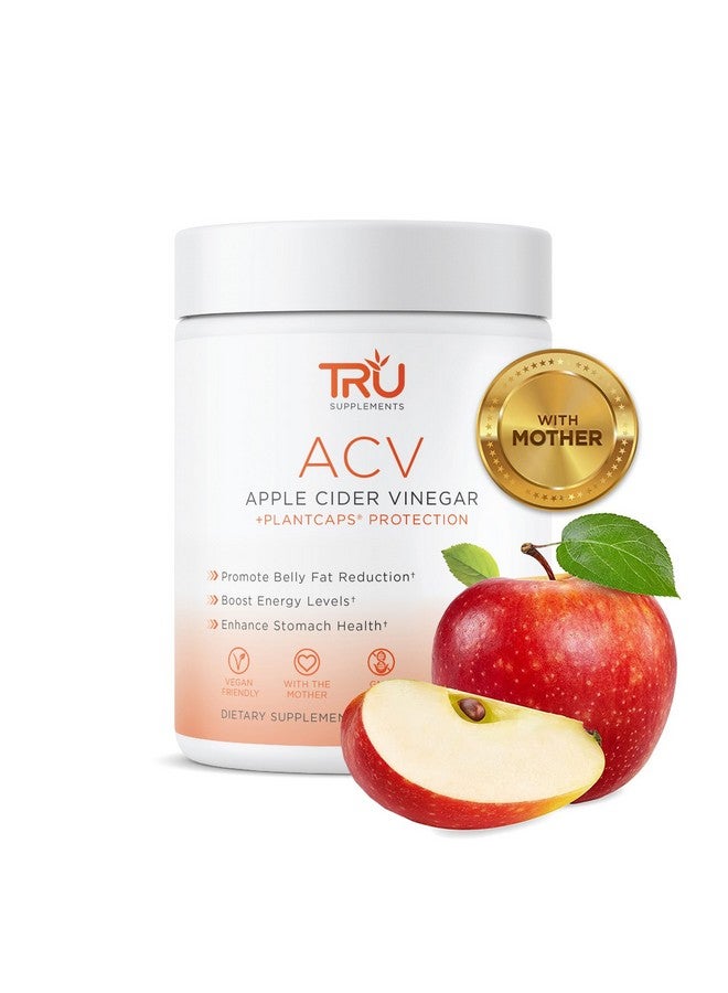 TRU Supplements ACV, Apple Cider Vinegar, Organic ACV with The Mother, Improves Digestion and Skin Health, 45 Servings, 1000mg - Image 1