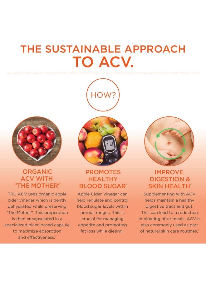 TRU Supplements ACV, Apple Cider Vinegar, Organic ACV with The Mother, Improves Digestion and Skin Health, 45 Servings, 1000mg - Image 3