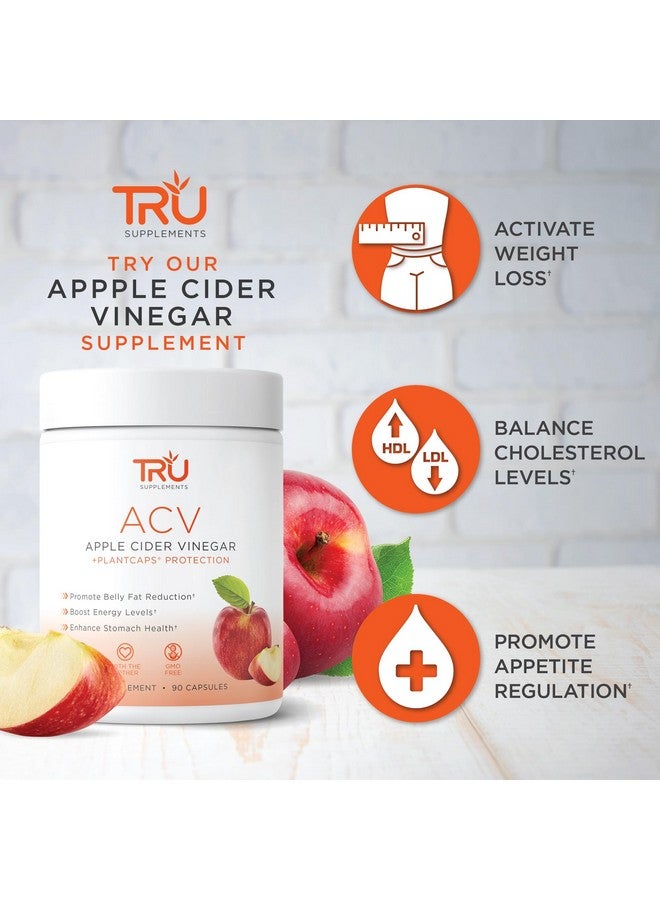 TRU Supplements ACV, Apple Cider Vinegar, Organic ACV with The Mother, Improves Digestion and Skin Health, 45 Servings, 1000mg - Image 4