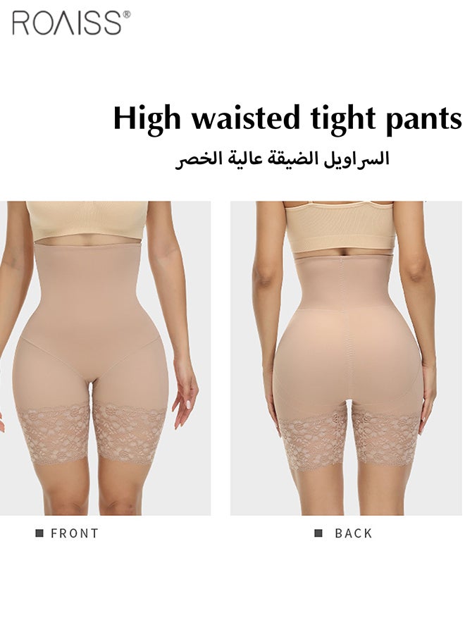 roaiss Women's Waist Control Shaped Shorts Traceless High Elastic Lace Boxer Shorts Silicone Anti Curling Design Shorts  - Image 4