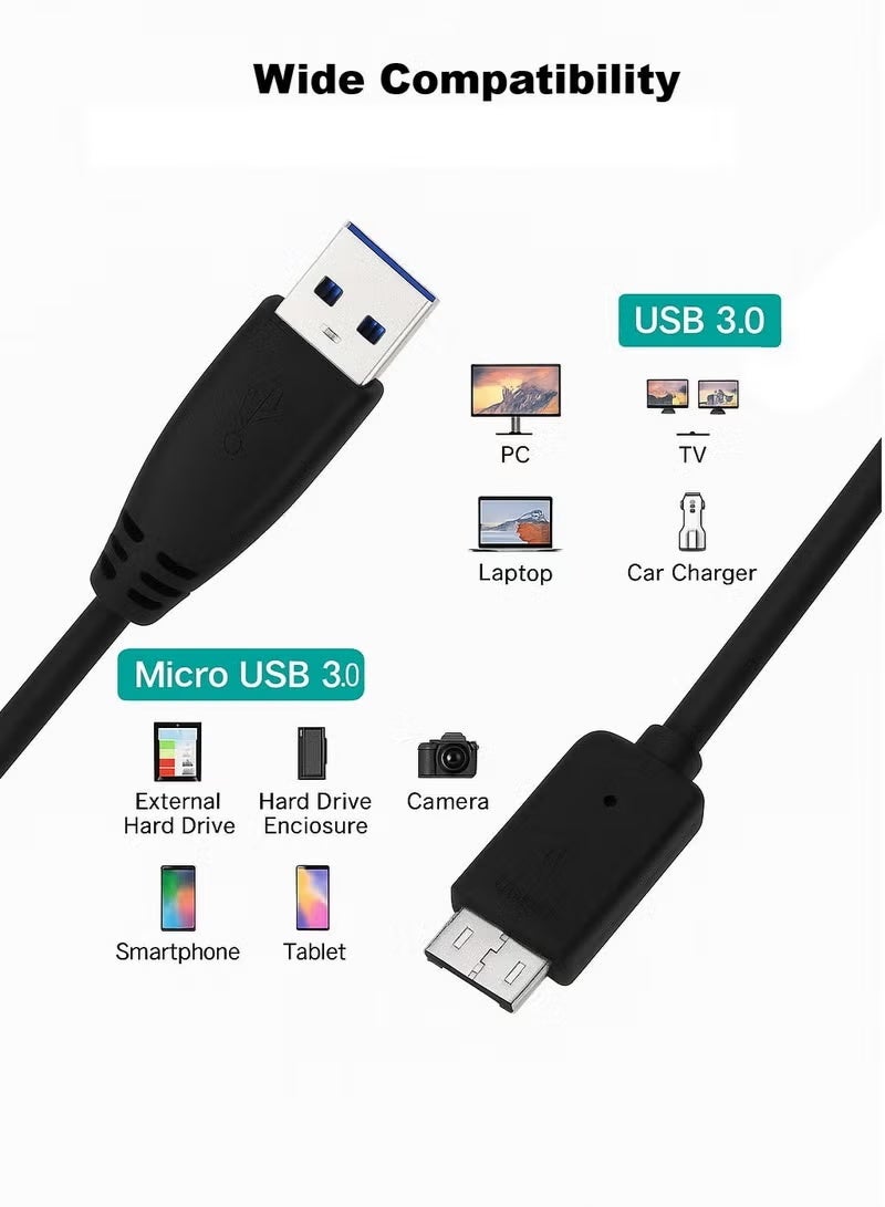 فوجيشكا كابل USB 3.0 لنقل بيانات القرص الصلب الخارجي عالي السرعة بطول 50 سم (FJCD0645) - أسود - Image 4