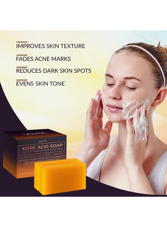 VALITIC Kojic Acid Soap for Hyperpigmentation - with Glutathione, Collagen & Vitamin C - Natural Soap Bars with Turmeric - Original Japanese Complex for Dark Spot Correction - 2 Pack - Image 2