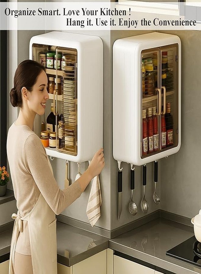 Freshmage Wall Mounted Storage Cabinet for Kitchen & Bathroom/Multipurpose Kitchen Cabinets Storage Racks/Space Saving Storage Meal Prep Bag Container (White) - Image 4