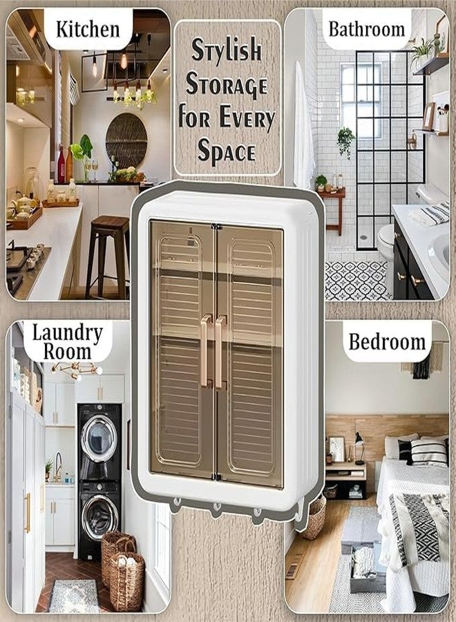 Freshmage Wall Mounted Storage Cabinet for Kitchen & Bathroom/Multipurpose Kitchen Cabinets Storage Racks/Space Saving Storage Meal Prep Bag Container (White) - Image 5