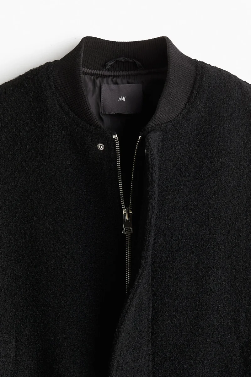 اتش اند ام جاكيت بومبر من مزيج الصوف بقصة عادية