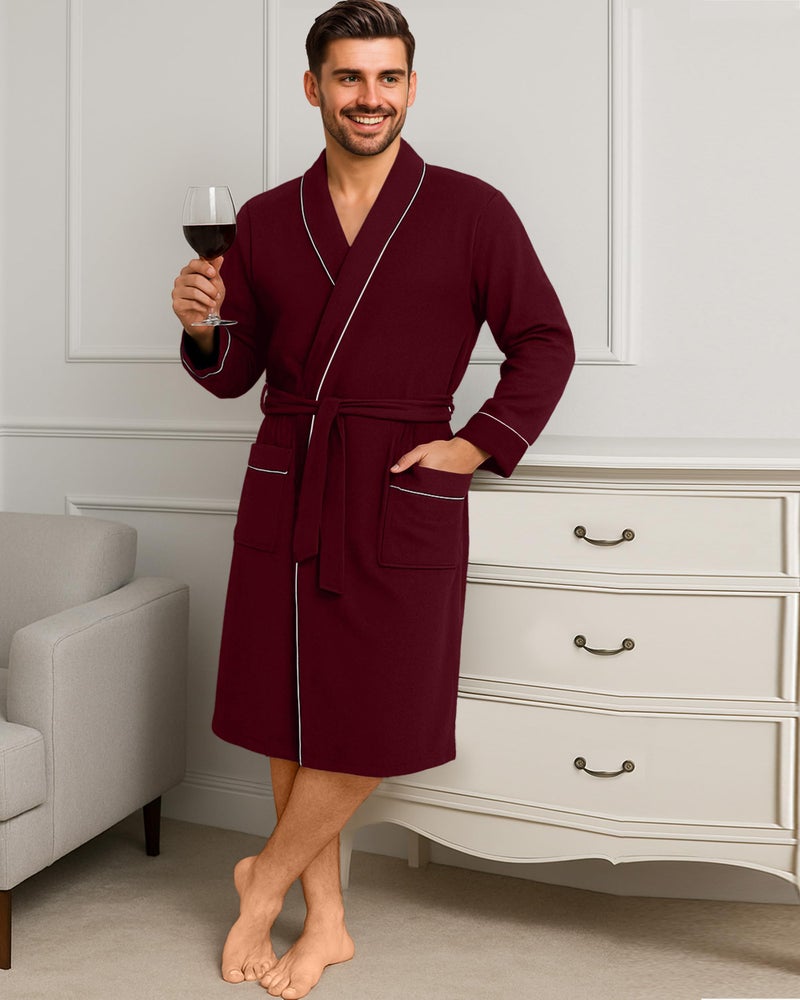 NY Threads Men's Robe Cotton Blend Knit Bathrobe, X-Large, Wine Red - Image 5