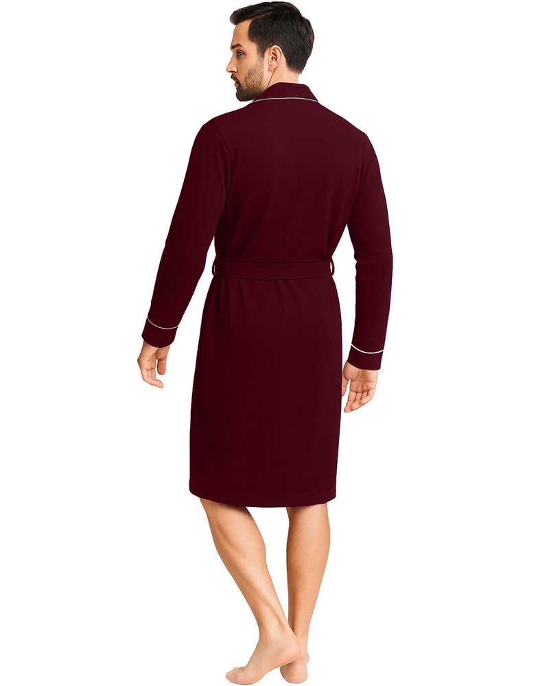 NY Threads Men's Robe Cotton Blend Knit Bathrobe, X-Large, Wine Red - Image 2