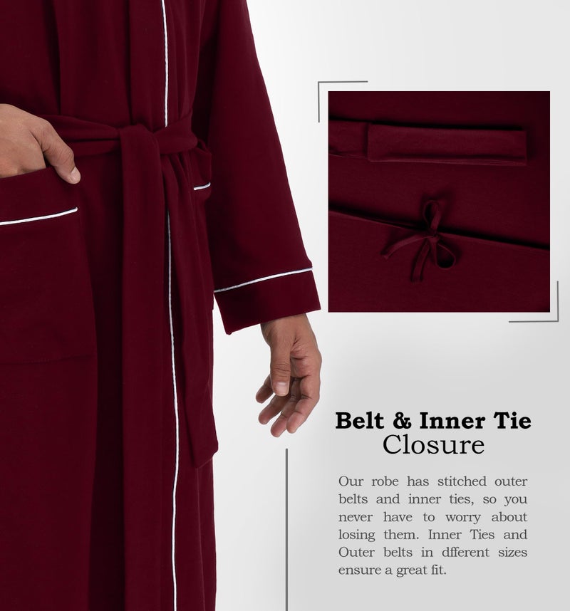 NY Threads Men's Robe Cotton Blend Knit Bathrobe, X-Large, Wine Red - Image 4
