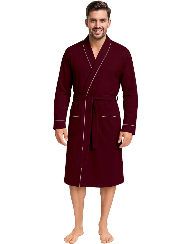 NY Threads Men's Robe Cotton Blend Knit Bathrobe, X-Large, Wine Red - Image 1