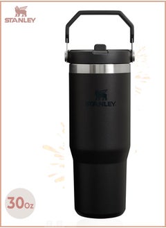Stanley IceFlow Stainless Steel Tumbler 30oz, Leak-Resistant, Vacuum Insulated Water Bottle with Straw, Keeps Drinks Cold for 12 Hours or Iced for 2 Days, Ideal for Home, Office, or Travel, Black  - Image 1